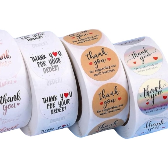 Thank You Stickers 1” Roll of 500 Stickers - Your Choice of 4 Designs - Picture 2 of 5